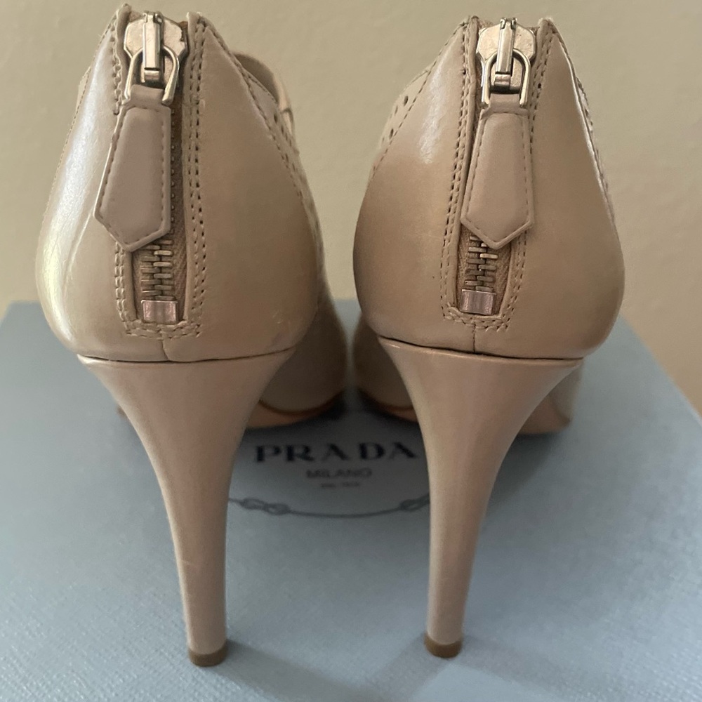 Prada Beige Perforated Ankle Booties - Picture 4 of 10